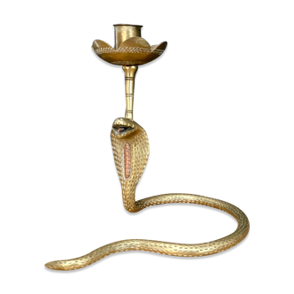 Brass candle holder in the shape of cobra -snake