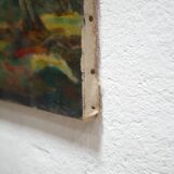 Painting on old canvas signed Lévêque