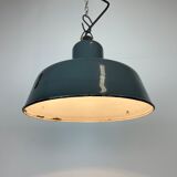 Industrial grey enamel pendant lamp from siemens, 1950s