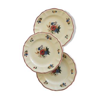 3 assiettes à dessert Agreste de Sarreguemines