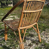 Set of 3 rattan armchairs from the 1960s, France.