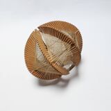 Scandinavian design pendant lampshade 70s 1970s vintage in wood and wire