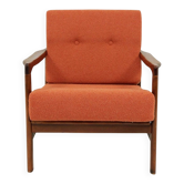 Fauteuil vintage avec coussins orange papaye, Pologne, 1960