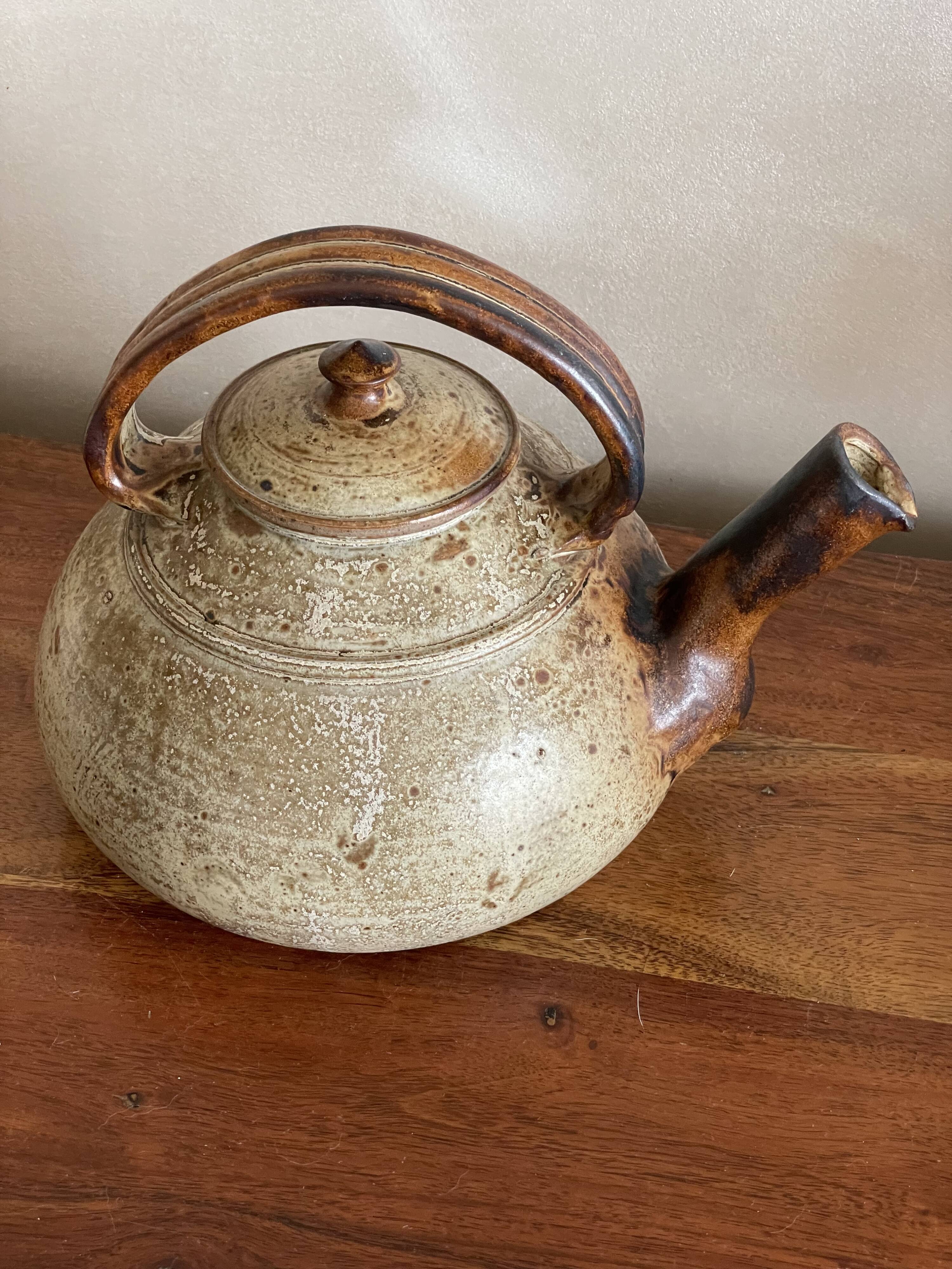 Pyrity sandstone teapot Signed JP