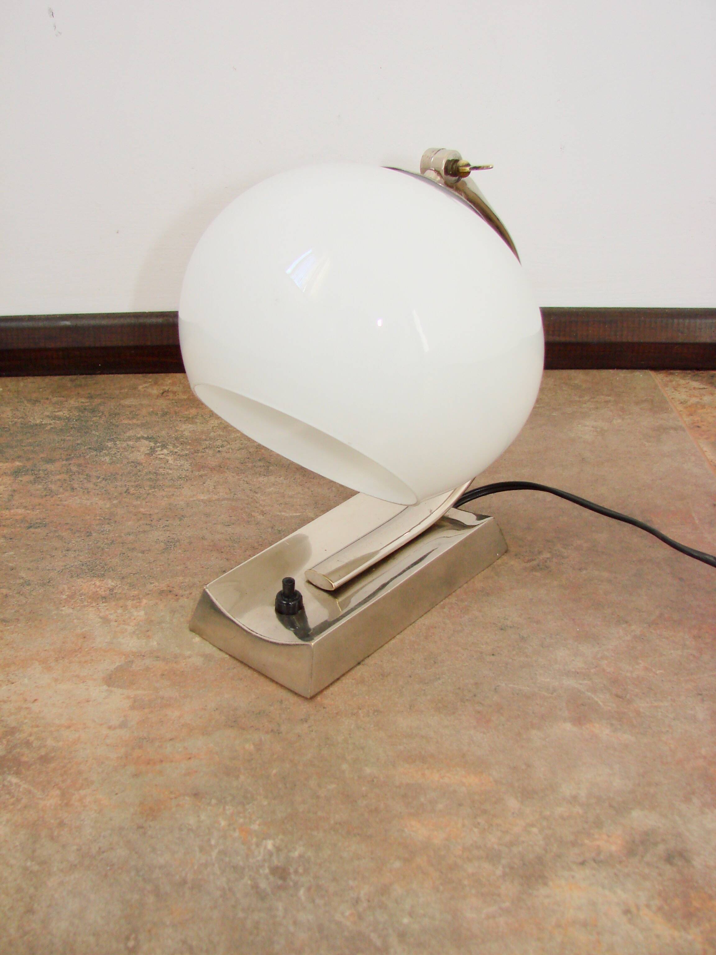 1940s Art Deco lamp | nickel-plated brass + glass | E27 | vintage