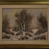 Italian winter landscape painting oil on canvas