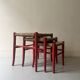 3 nesting stools in red wood e size, Italy 1970
