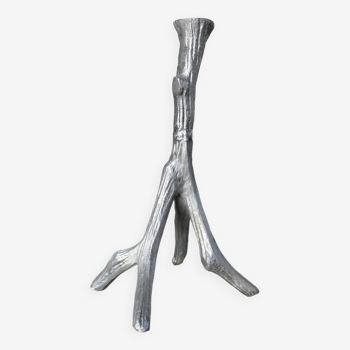 Brutalist "tree" candle holder in cast aluminum from the 70s