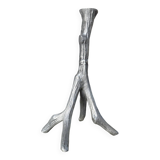 Brutalist "tree" candle holder in cast aluminum from the 70s