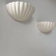 Pair of vintage shell wall lights, cream white, France 1970.