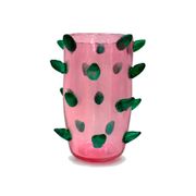 Two Pink and Green Murano Glass Art Deco Vases with Applied Spikes, 80s