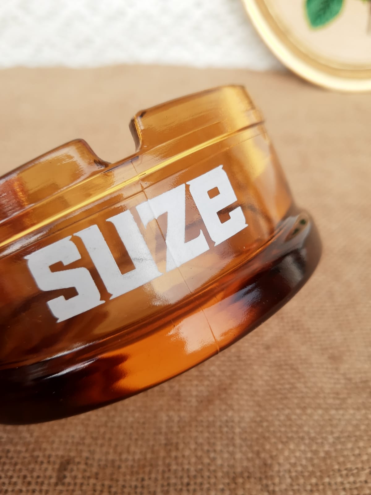 Advertising ashtray Suze vintage amber glass