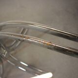 Round chrome and glass dining table / Italy, 1980s