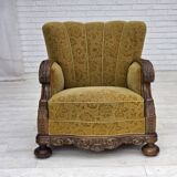 1960s, Danish armchair, furniture wool, solid oak wood.