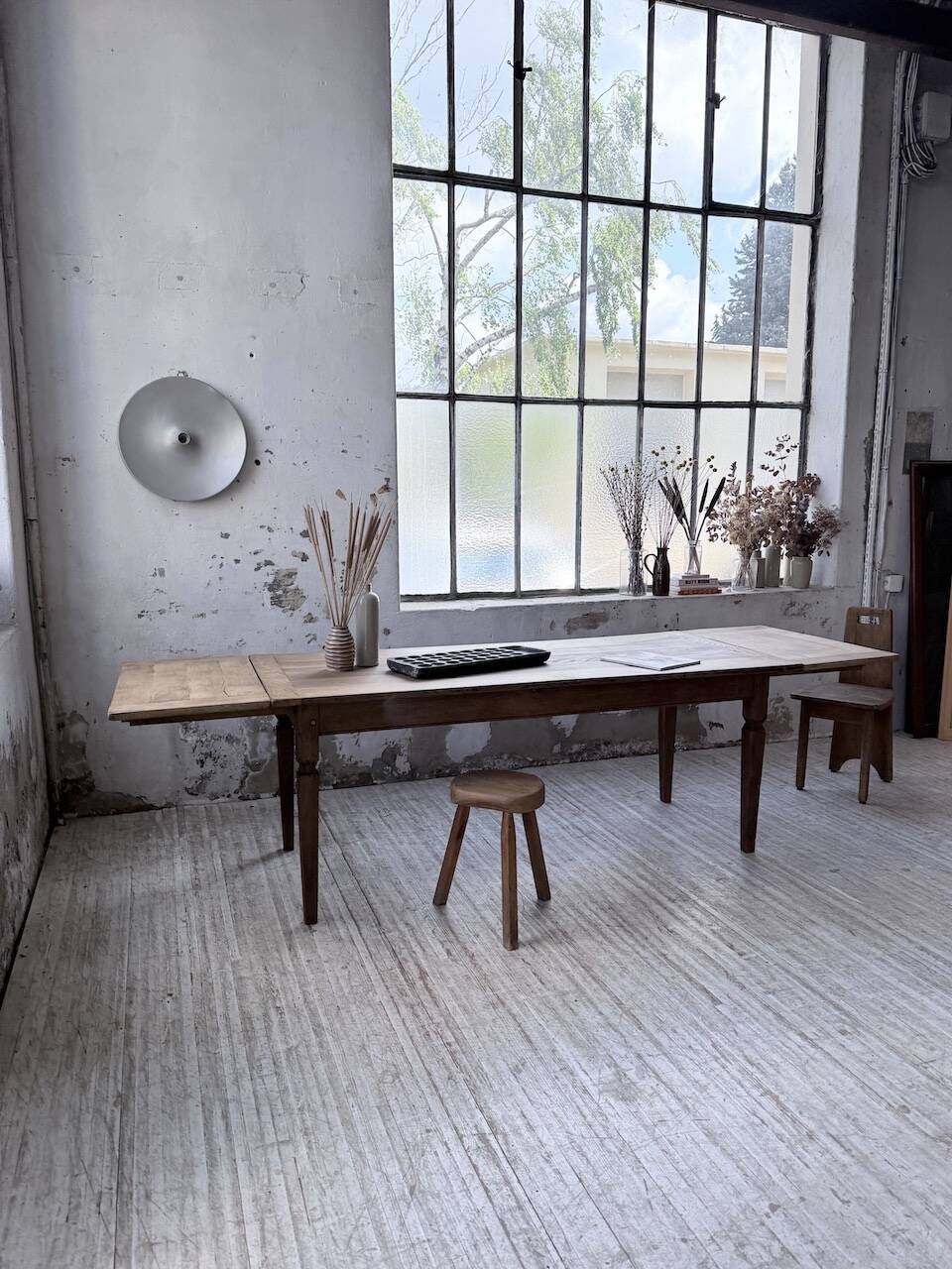 Solid oak farmhouse table with extensions (190-280cm) 1950