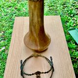 Ceramic vase bronze frame signed Denbac