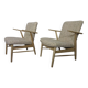 Danish Oak & Wool Armchairs, 1960s, Set of 2