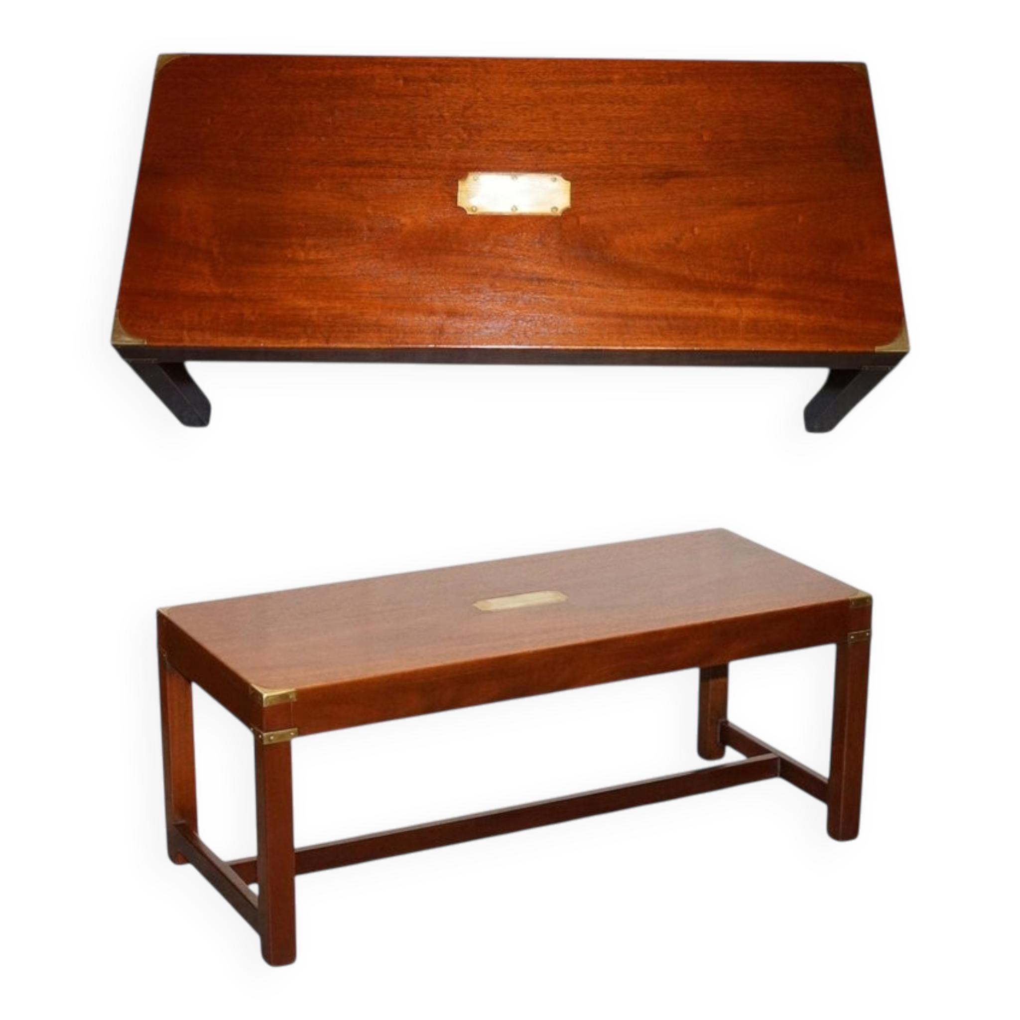 Reh Kennedy Military Campaign Vintage Coffee Table from Harrods London