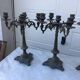 4 identical old brass candlesticks