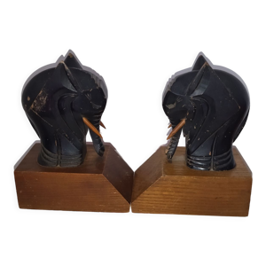 Paire de serre-livres éléphants
