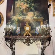 Console in wrought iron from the Napoleonic III period with a red Rance marble top.
