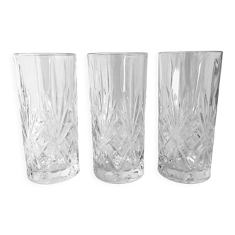 Three glasses long drinks crystalline Hollywood Regency