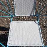 Old vintage turquoise metal armchair