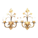 Pair of gold metal wall lights