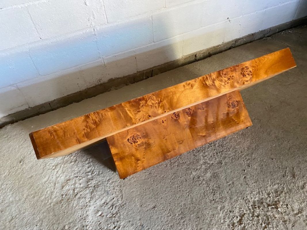 Table basse en loupe d’orme Roche et Bobois vintage 70s