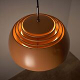 Pendant lamp by B+L Leuchten, orange dome shade and opal glass diffuser