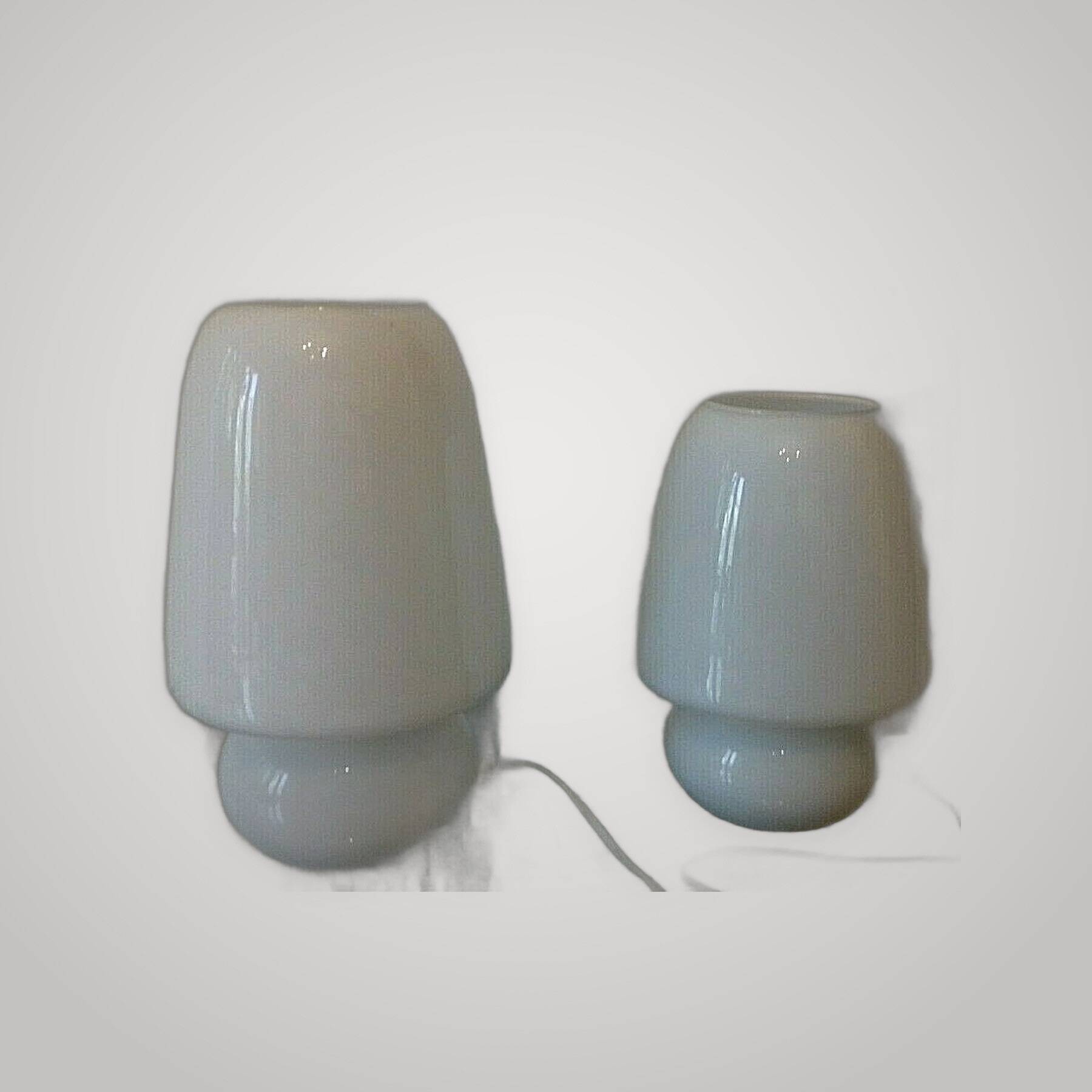 Pair of Mushroom Table Lamps 1960s Murano White