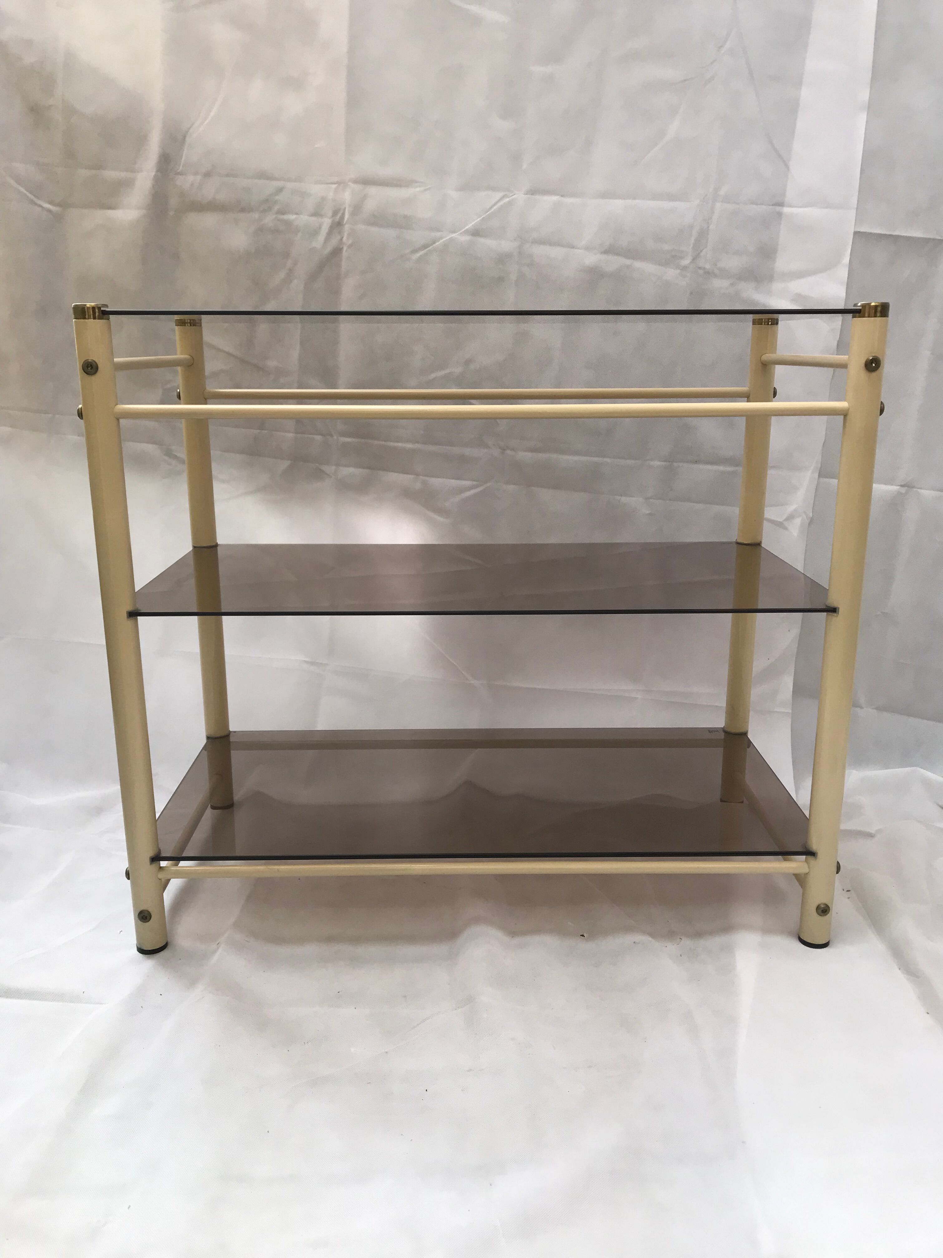 Beige metal console and smoked tempered glass Yves Boutboul