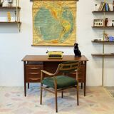 Bureau en teck autoportant, Danemark années 1960/1970, style vintage, design moderne du milieu du XXe siècle