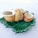 Servant Salt Pepper Mustard Ceramic DLG Vallauris Barbotine Escargot Leaf