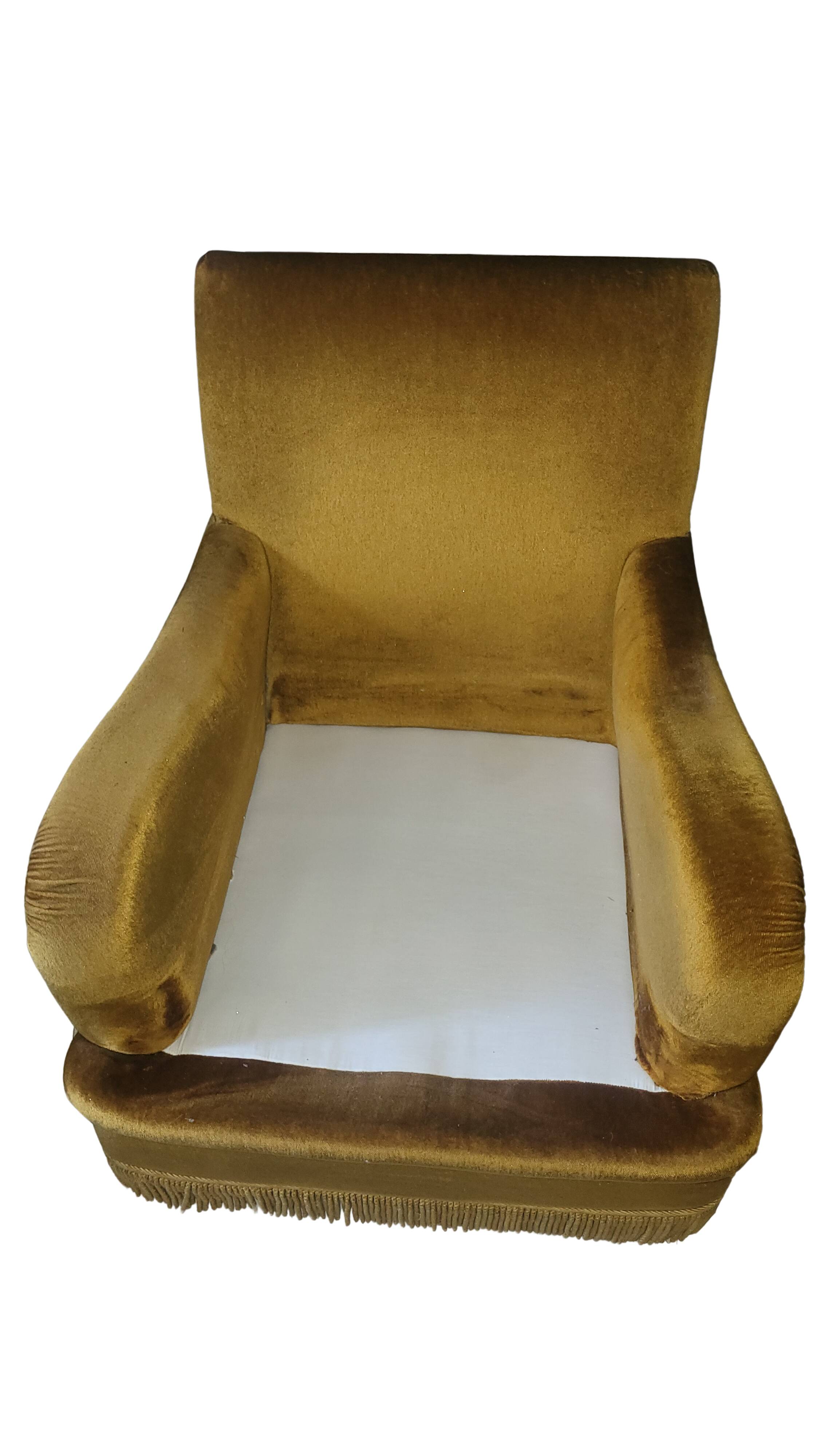 Pair of vintage gold velvet armchairs - excellent condition