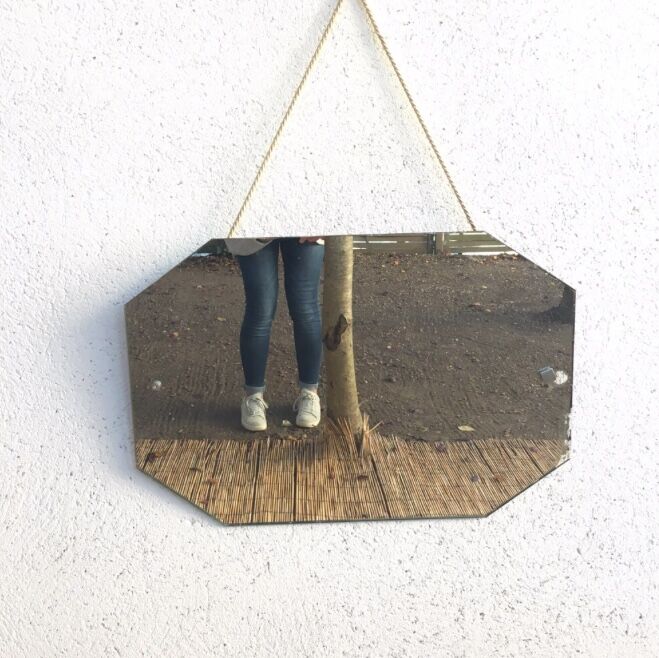 Large old beveled mirror 70x47cm