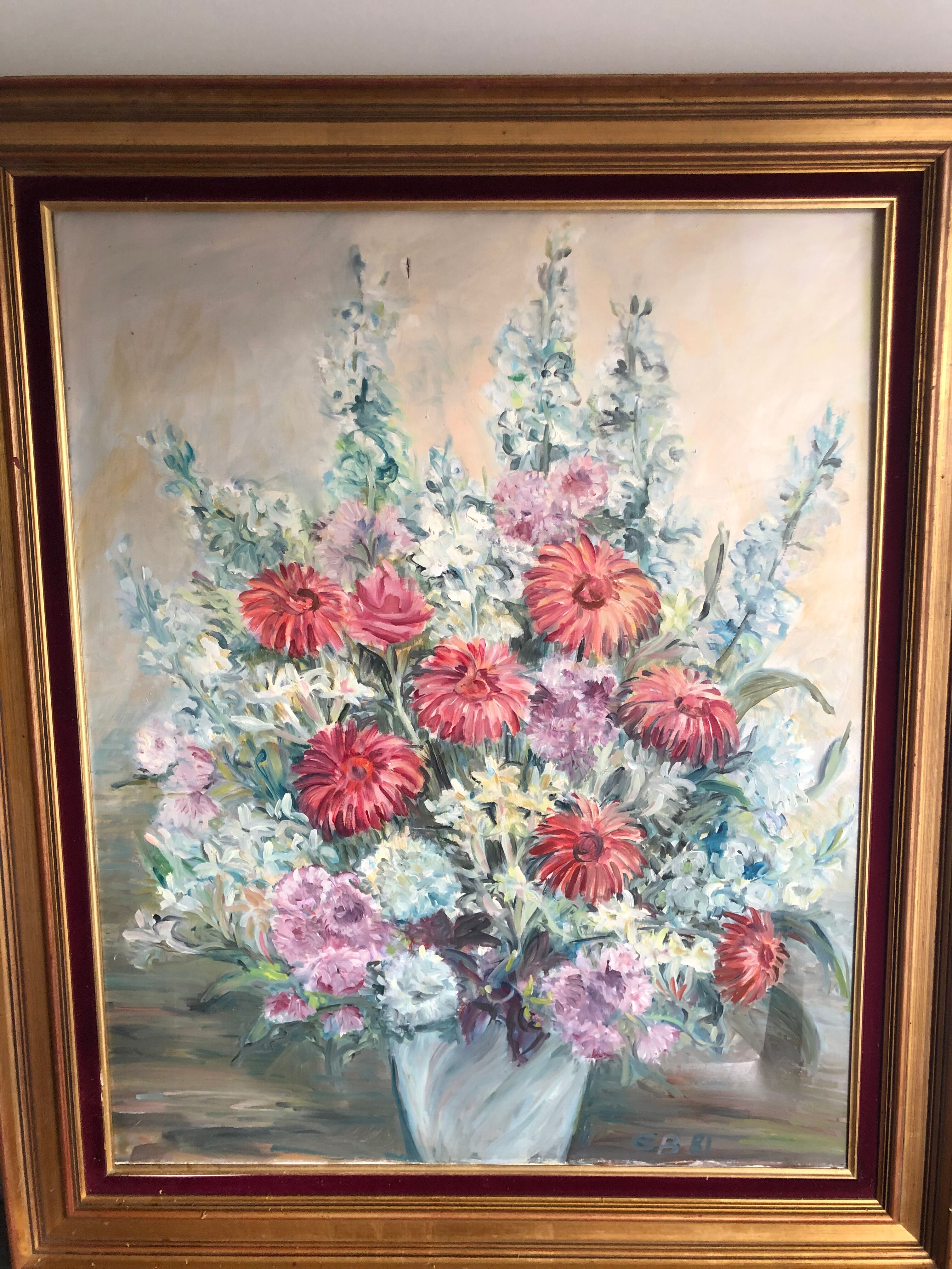 Oil on canvas, bouquet of flowers
