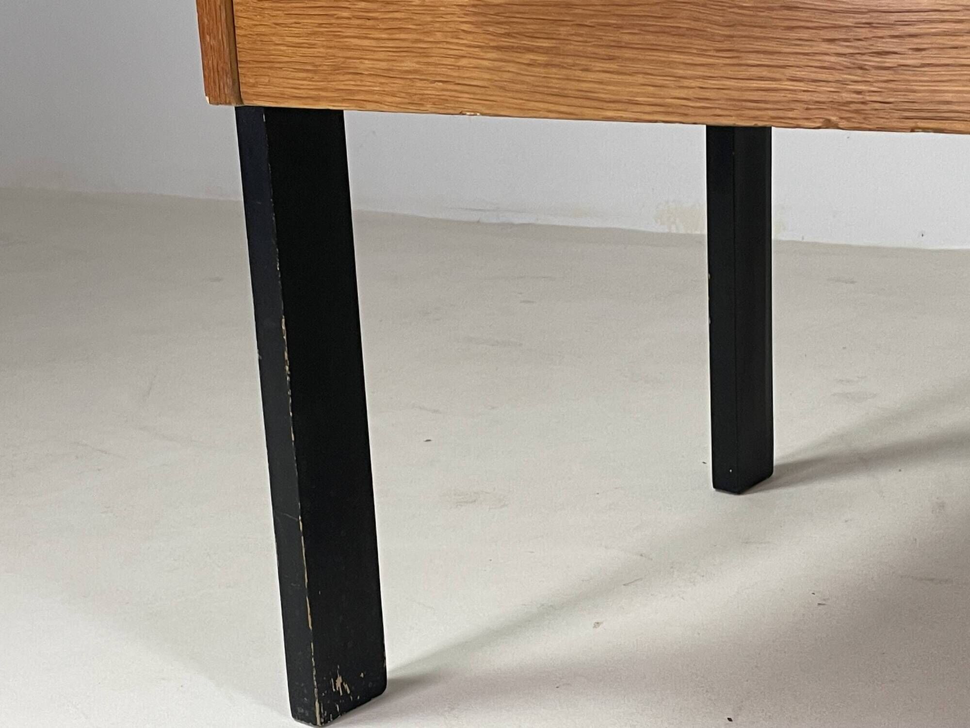 Vintage oak and black wood desk from the 60s
