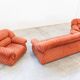 Vintage living room, club style, composed of a 3-seater sofa and 2 armchairs, 1970s