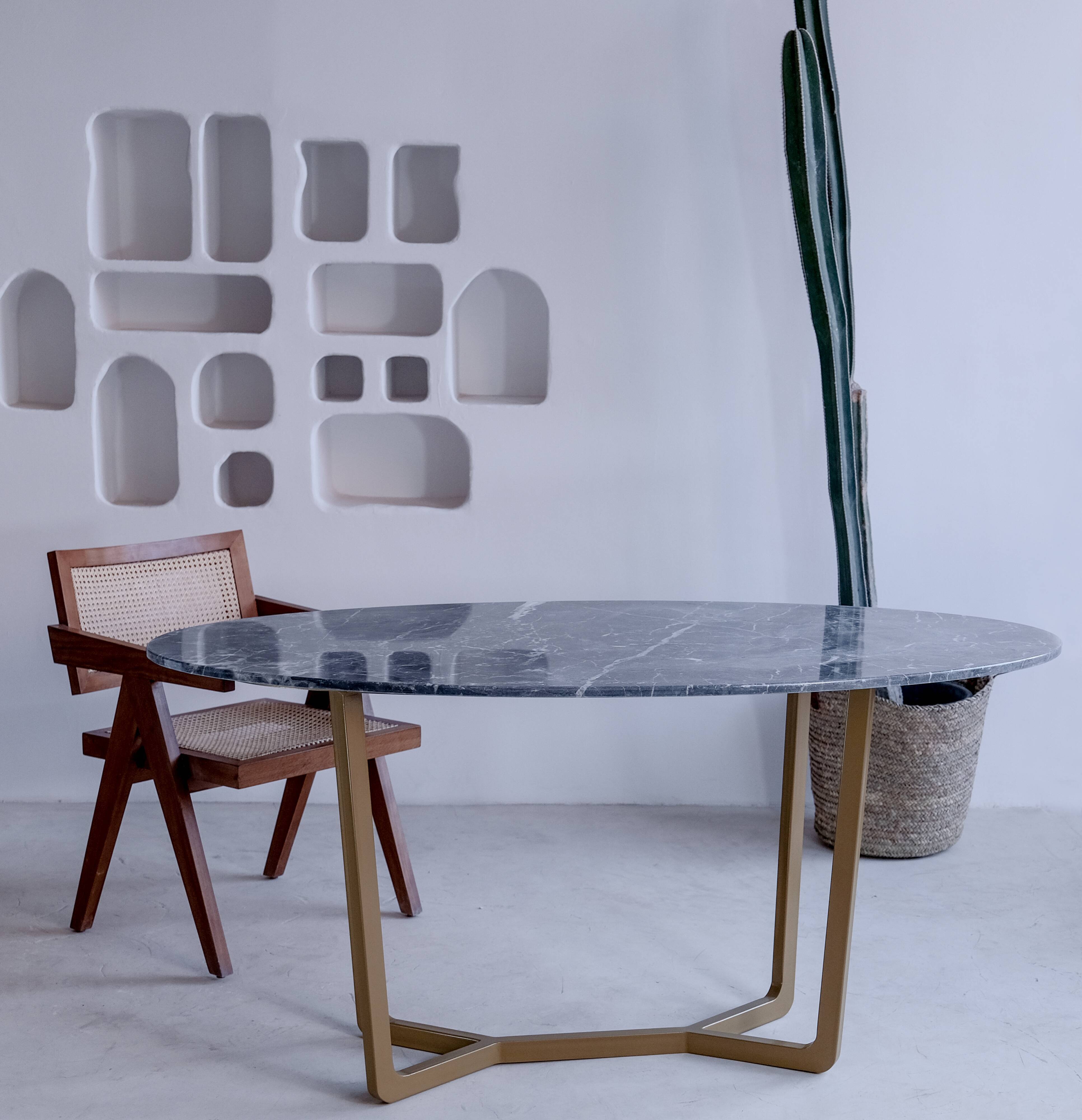 Oval table in grey marble from Florence