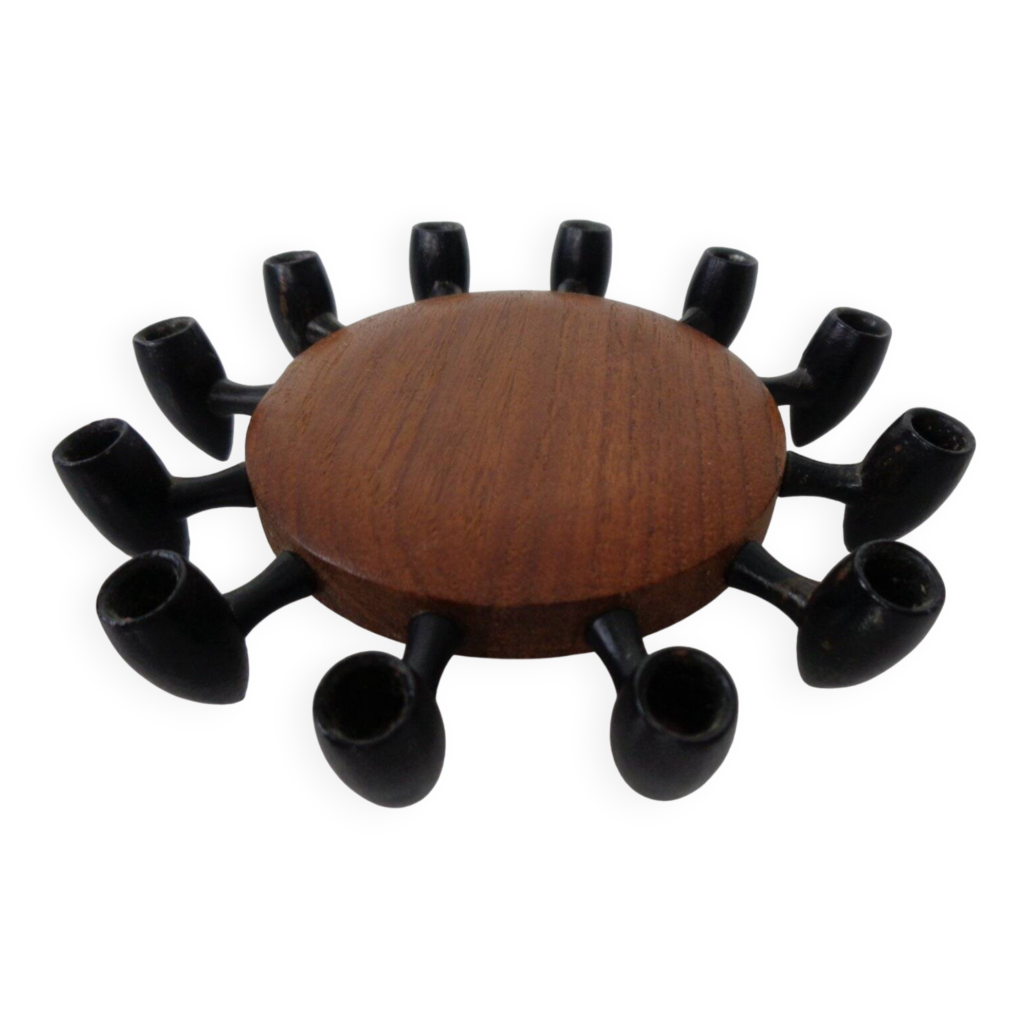 Digsmed Teak and Steel Candleholder, Denmark, 1960s