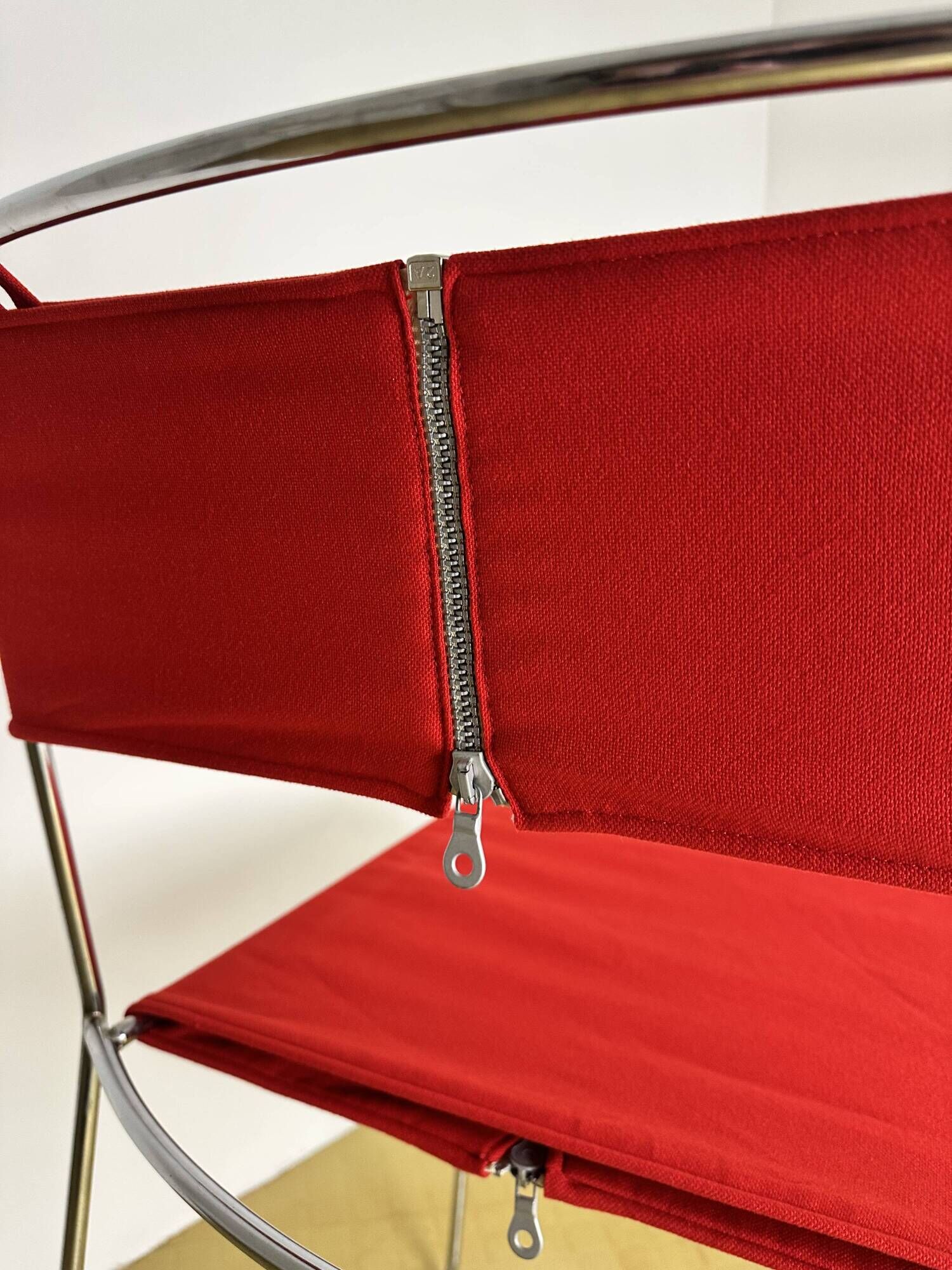 Delfina Chair Enzo Mari for Rexite 1974 Chrome Steel Kvadrat Field Fabric