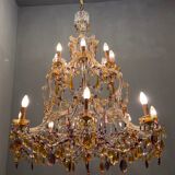 Multicolored murano glass crystal chandelier with 16 lights, 1950s