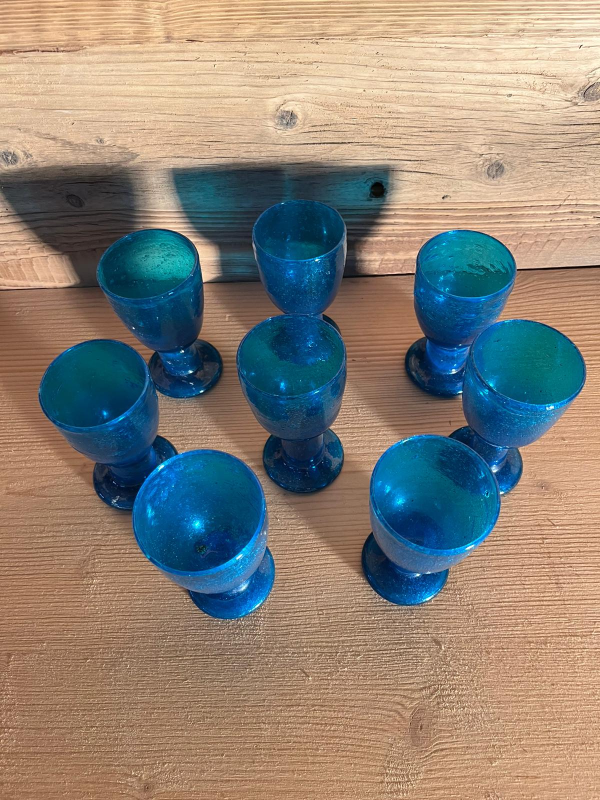 Series of 8 vintage glasses 60s in blow glass