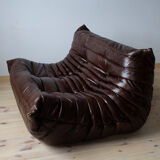 Set of 3 brown leather Togo sofas designed by Michel Ducaroy 1973
