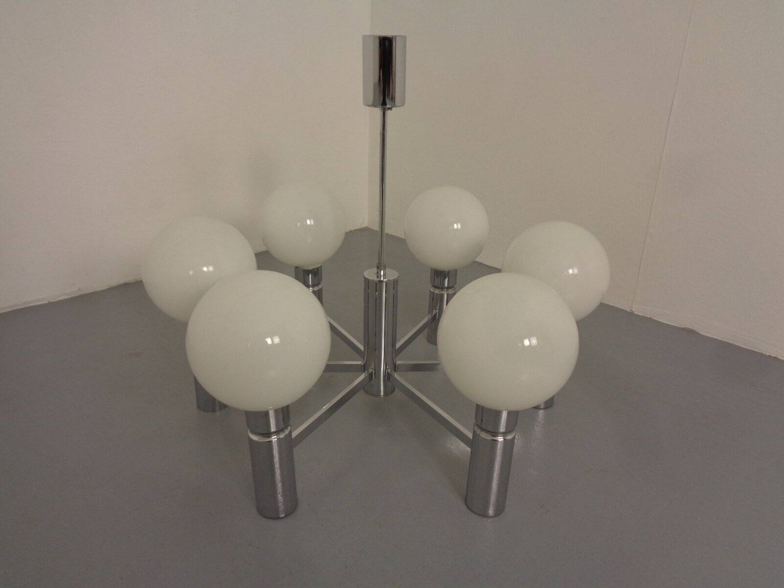 Opaline Glass Pendant Lamp from Sölken Leuchten, Germany, 1960s