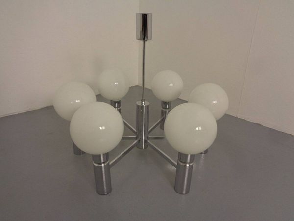 Opaline Glass Pendant Lamp from Sölken Leuchten, Germany, 1960s