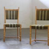 Vintage 1960s, brutalist Danish modern oak dining chairs by Henning Kjærnulf