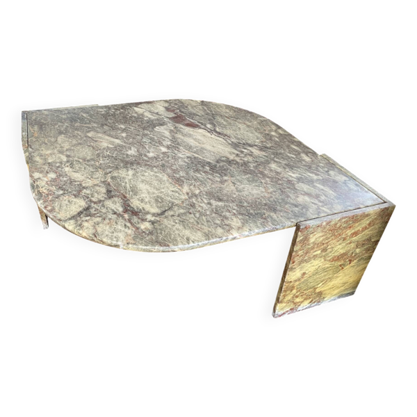 Table basse forme œil en marbre 1970