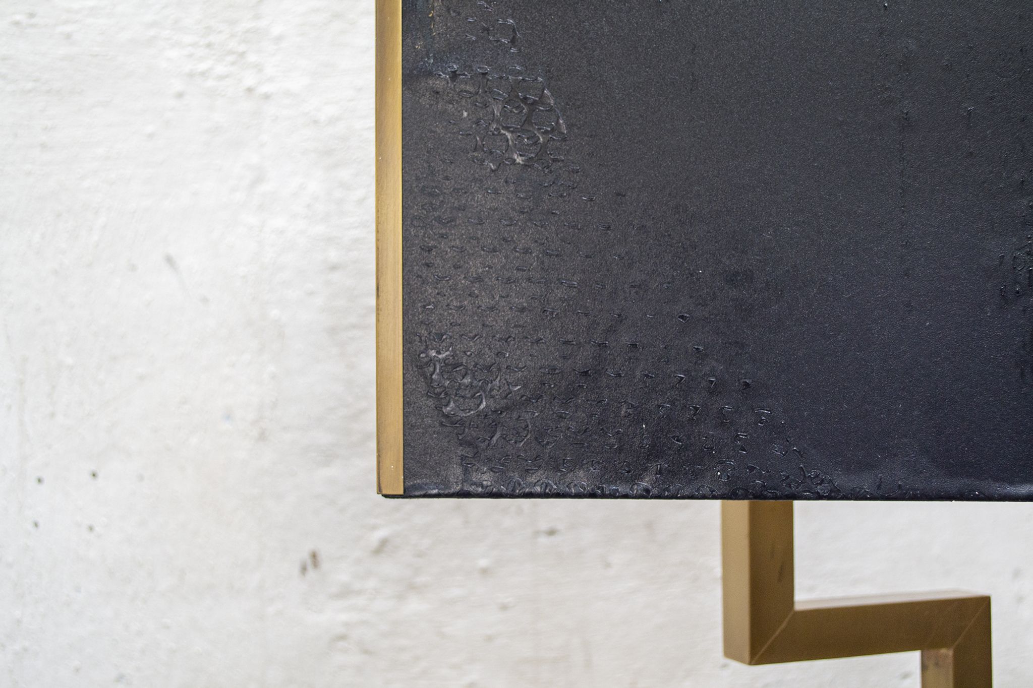 Brass, marble and leather lamp designed by Trussardi Atelier Anni 2000 For the theatre restaurant in